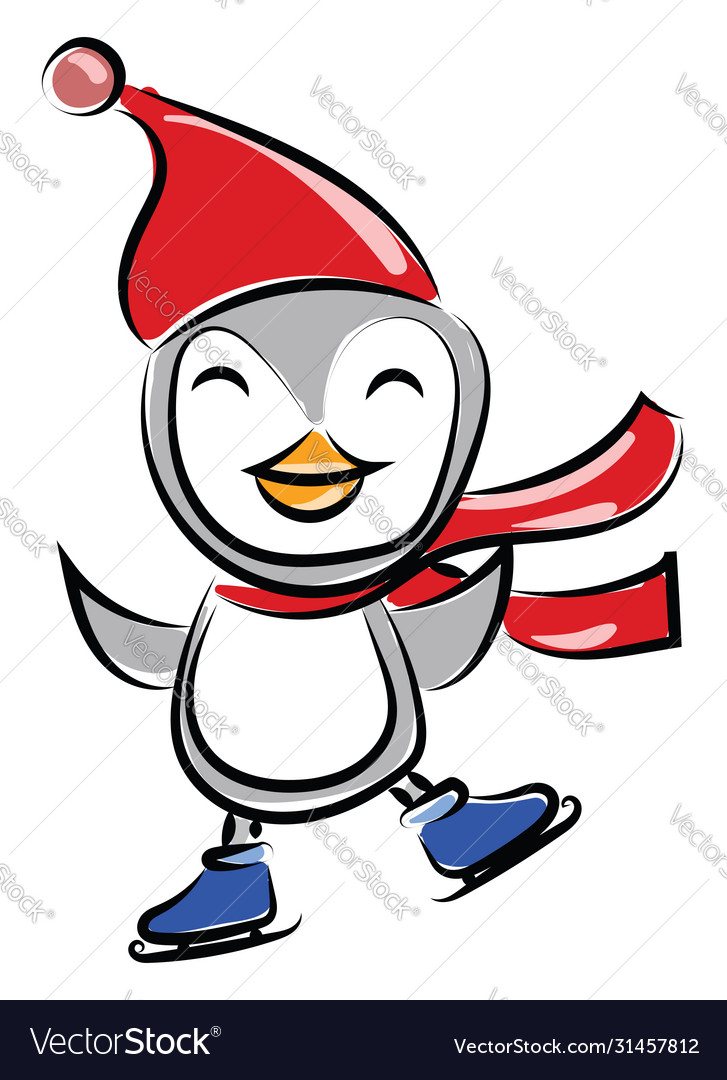 Penguin with hat on white background