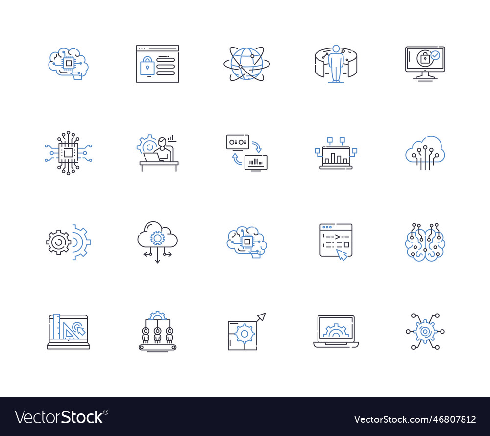 Platform software line icons collection vector image Platform software line icons collection