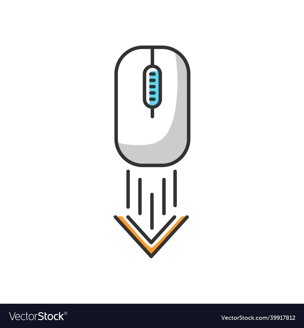 Scrolling down computer mouse white rgb color vector image Scrolling down computer mouse white rgb color