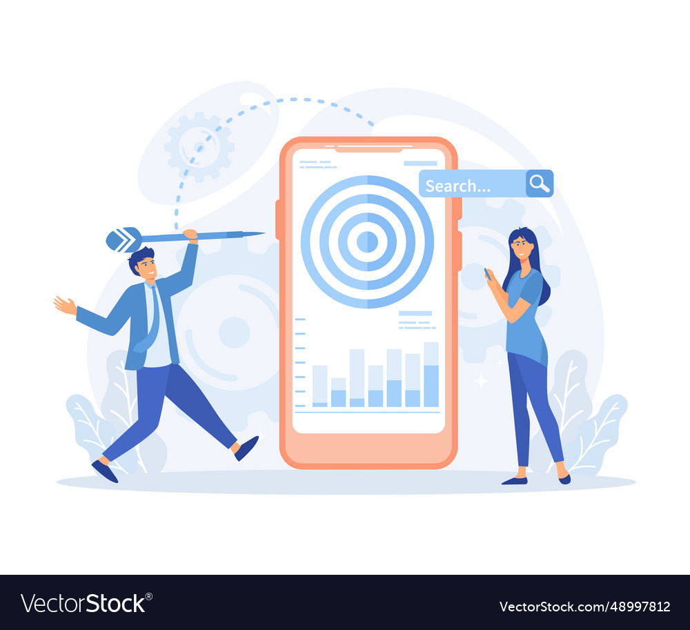 Seo targeting and performance concept characters