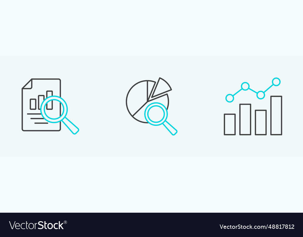 Set line financial growth document with graph Vector Image Set line financial growth document with graph