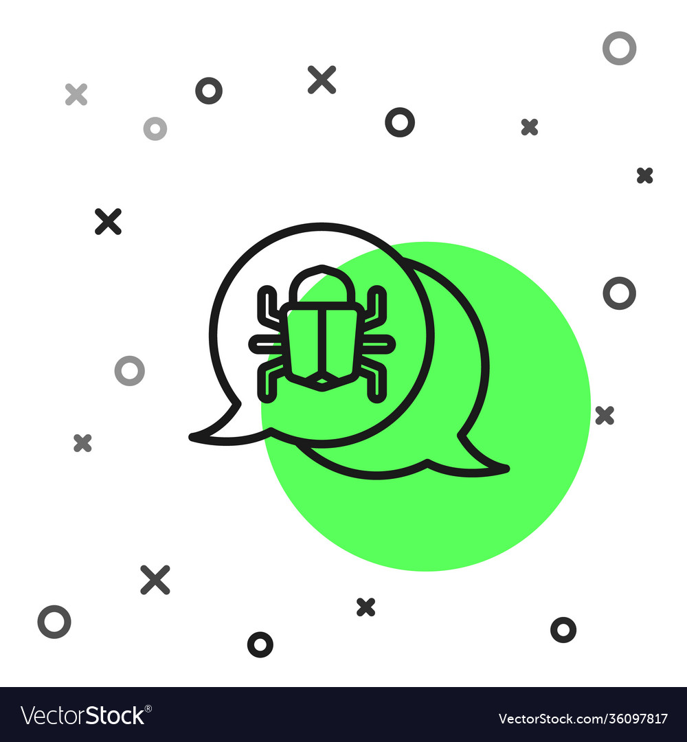 Black line system bug concept icon isolated