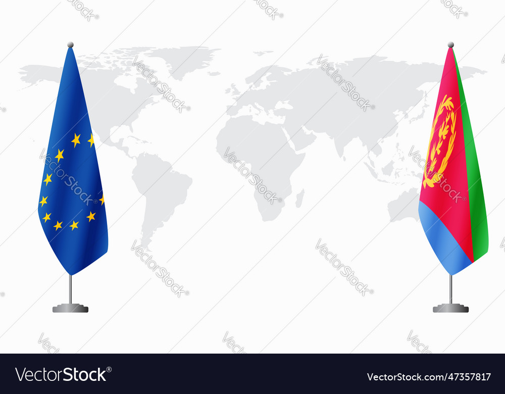European union and eritrea flags for official vector image European union and eritrea flags for official