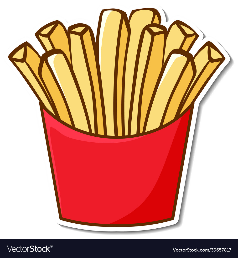 Fast Food Sticker Design With French Fries Vector Image 0506