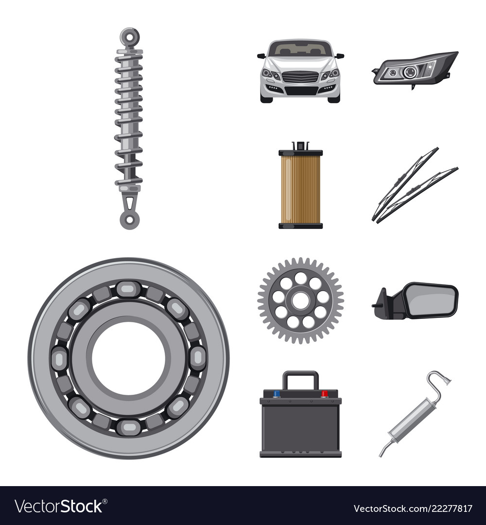 Isoliertes Objekt der Auto- und Teilzeichensammlung vector image Isoliertes Objekt der Auto- und Teilzeichensammlung