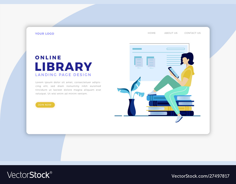 Library landing page Royalty Free Vector Image
