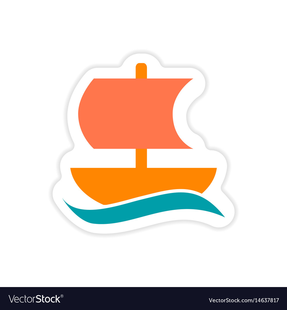 Paper sticker on white background greek ship