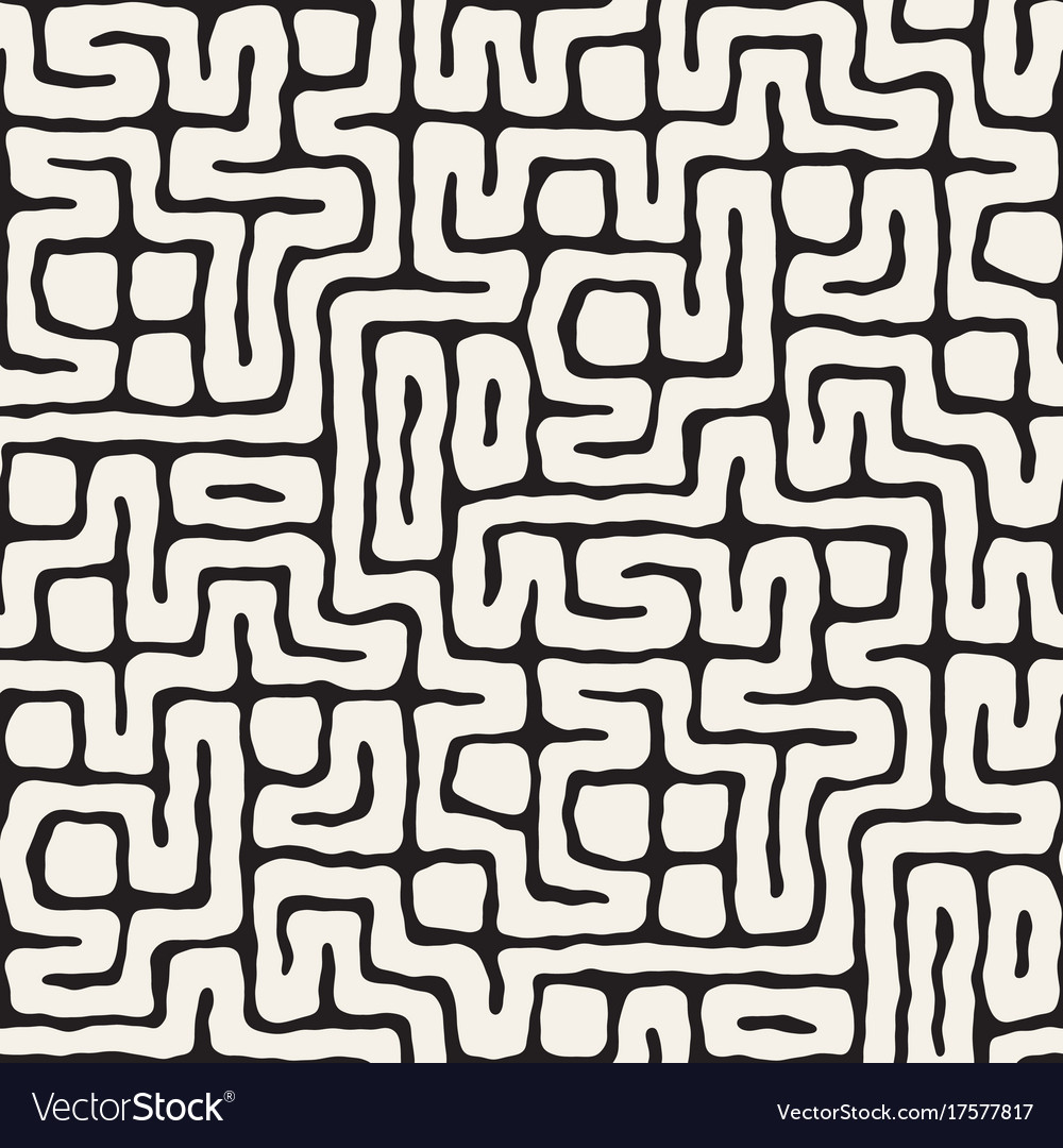 Seamless pattern with maze lines monochrome