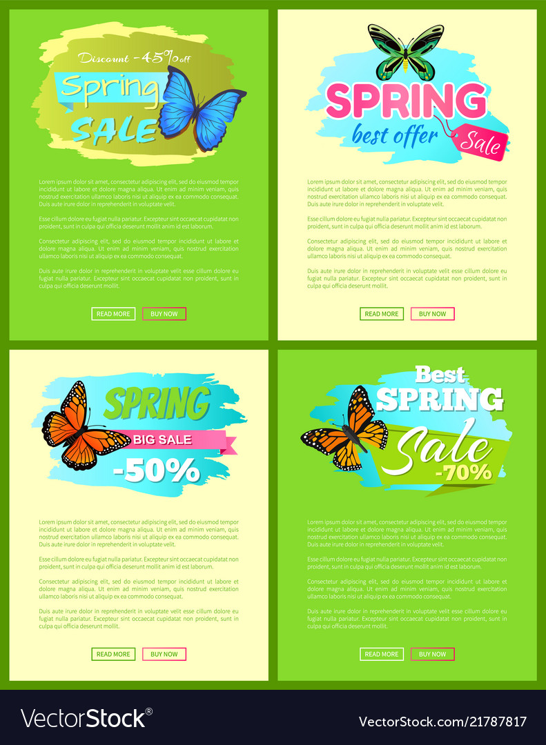 Set von Bannern Verkauf Frühling Rabatte bieten Etiketten vector image Set von Bannern Verkauf Frühling Rabatte bieten Etiketten