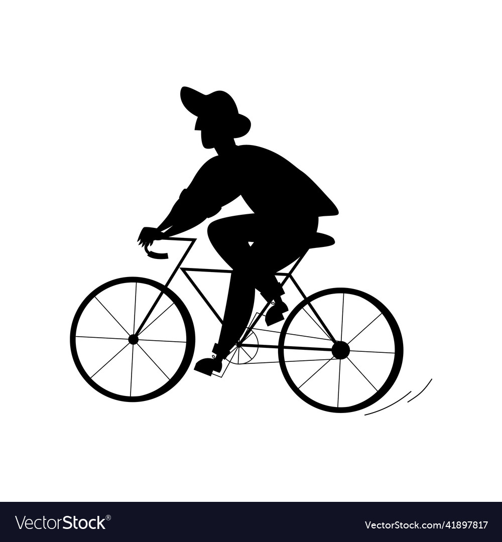 Silhouette of a person riding a bicycle Royalty Free Vector