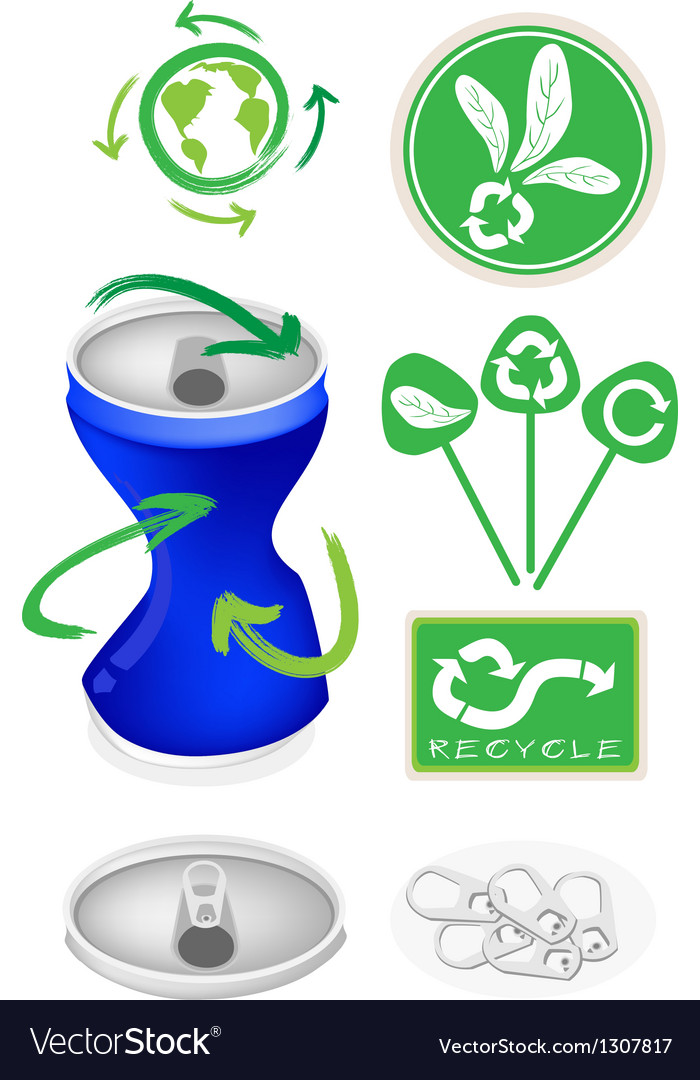 Soda can with recycle symbol for save the world