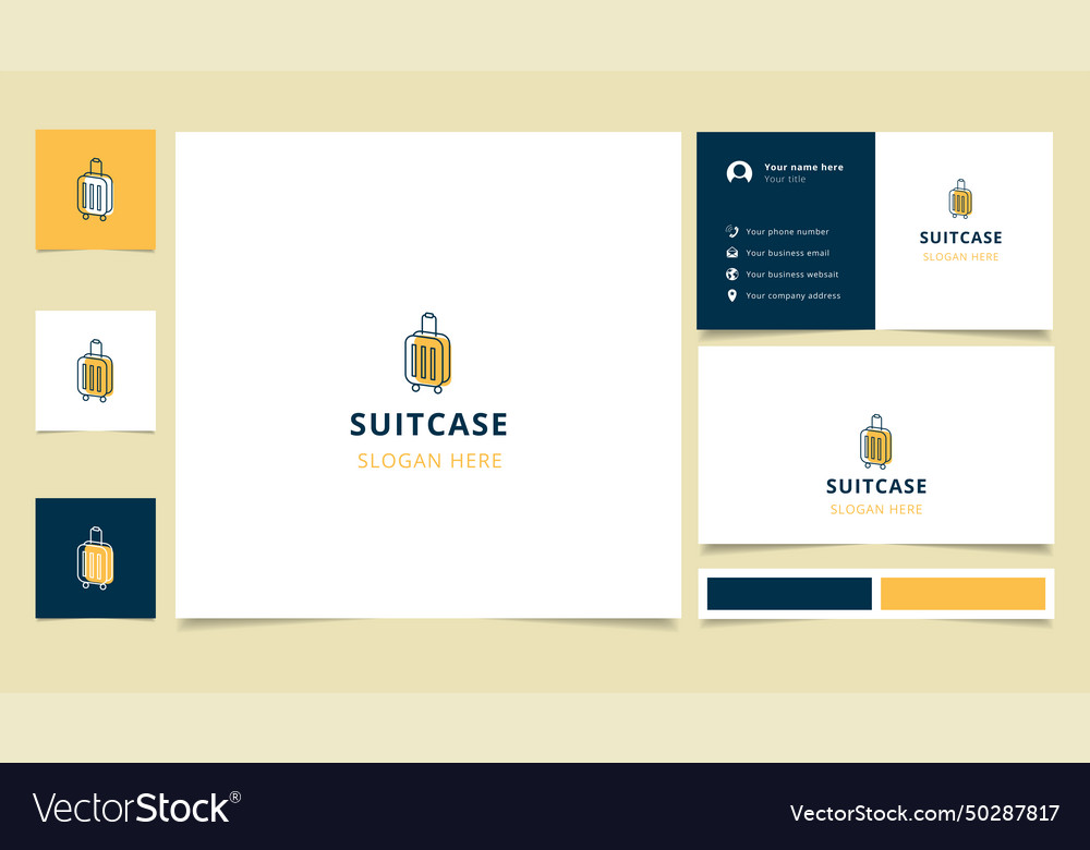 Suitcase logo design with editable slogan