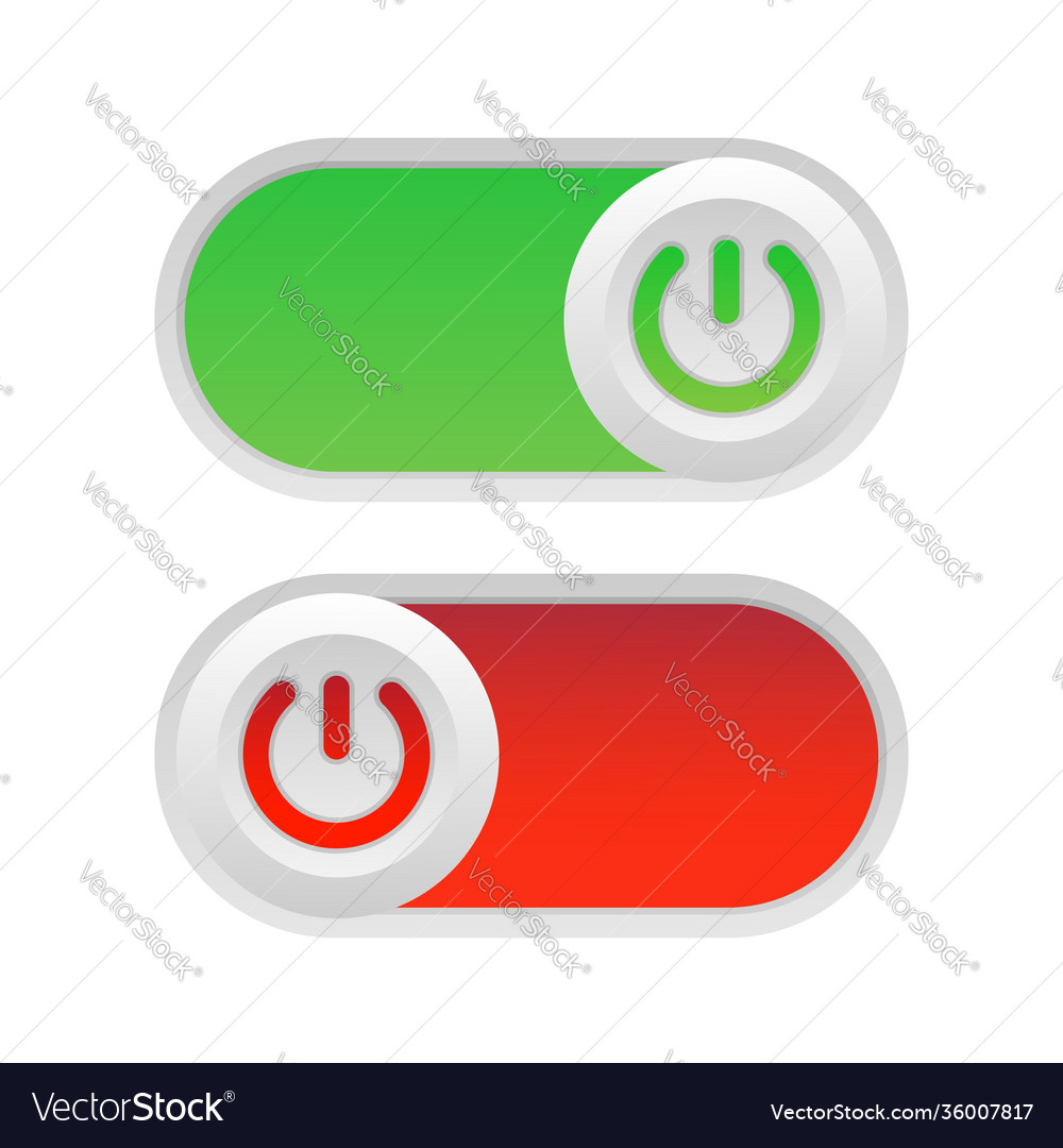 Toggle switch on and off white background