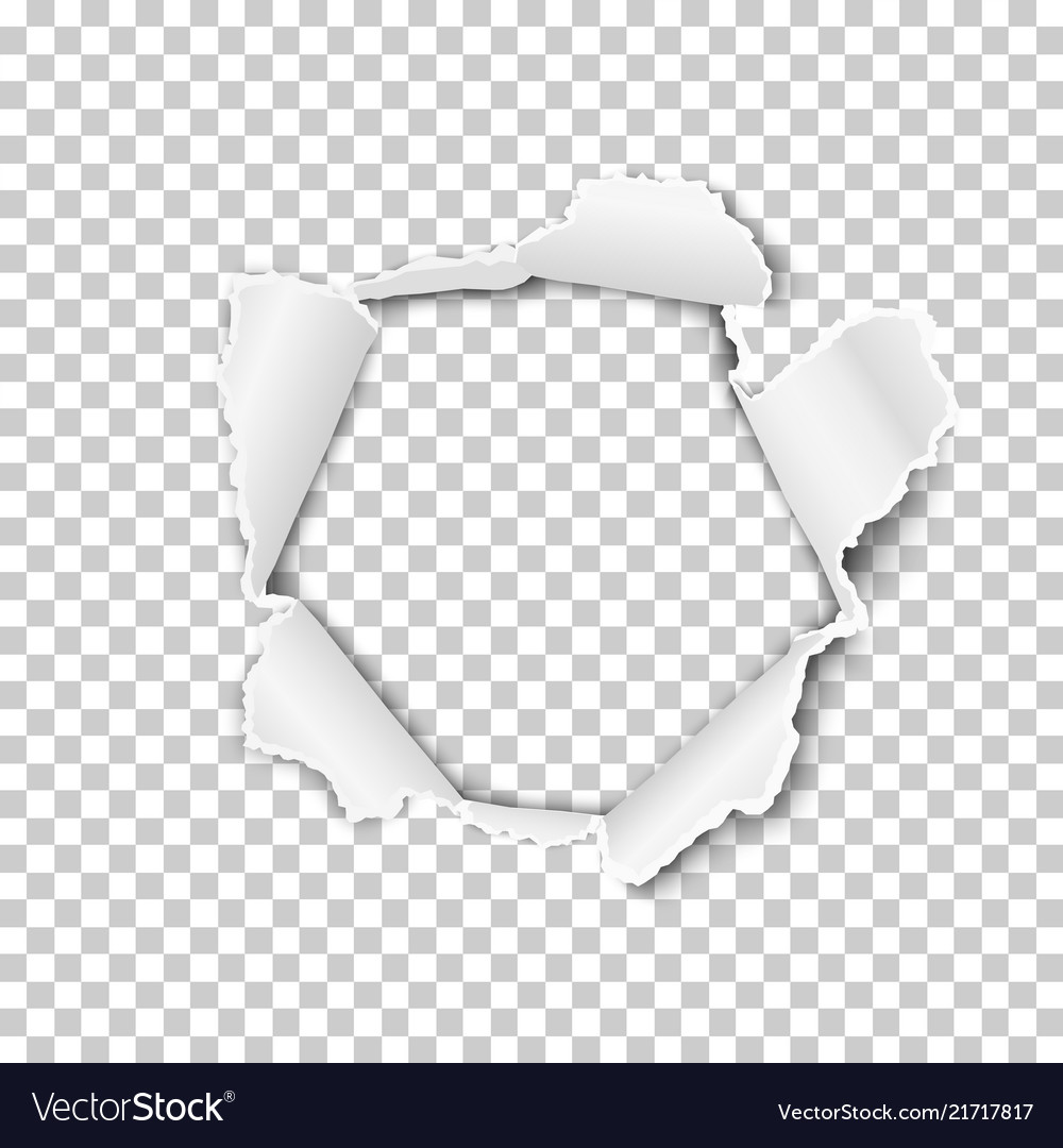 Torn hole in the transparent sheet of paper Vector Image