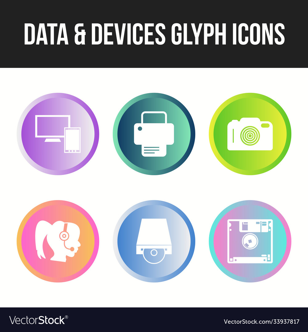 Unique line icon set data and devices