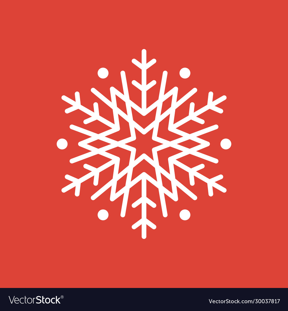 White Snowflake Icon on Red Background