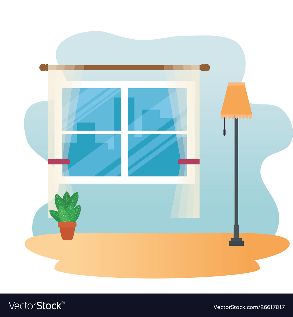 Window with cityscape view scene
