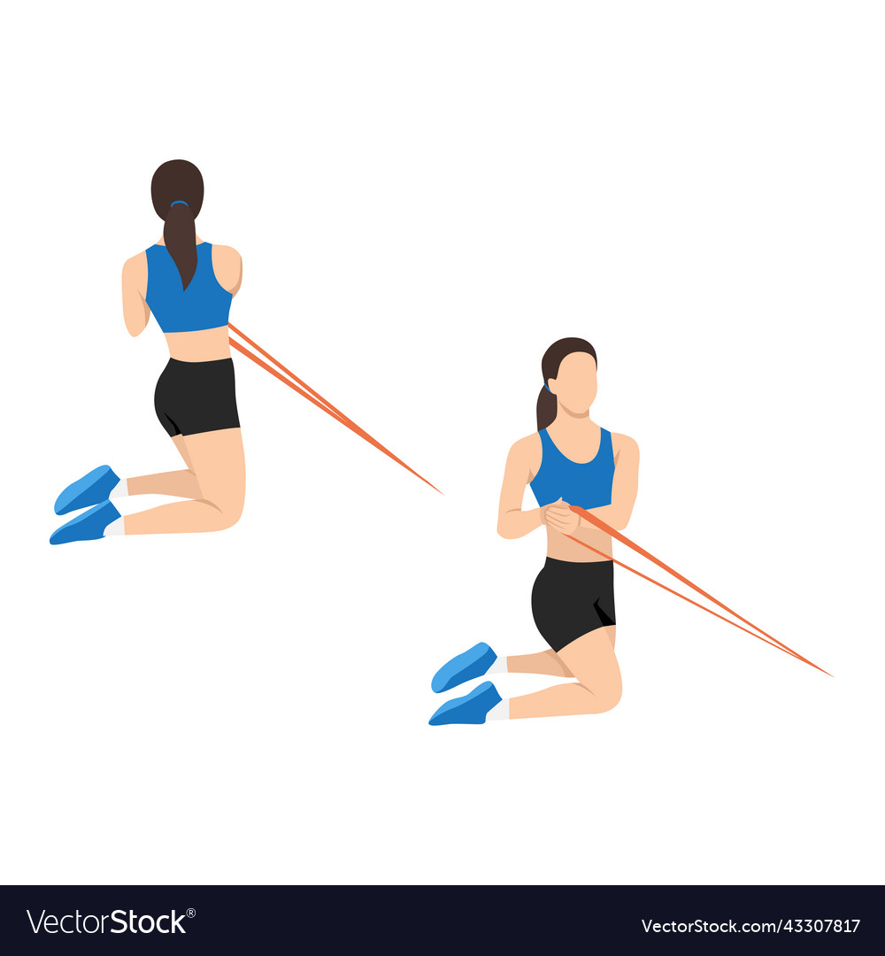 Woman doing core seatted ab twist with resistance Vector Image