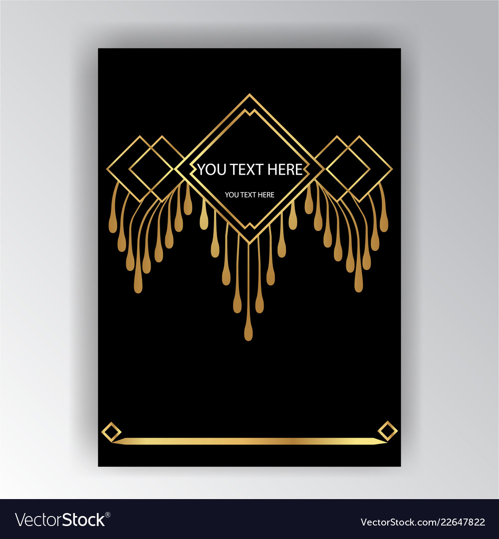 Art Deco Template Golden Black A4 Page Menu Card Vector Image