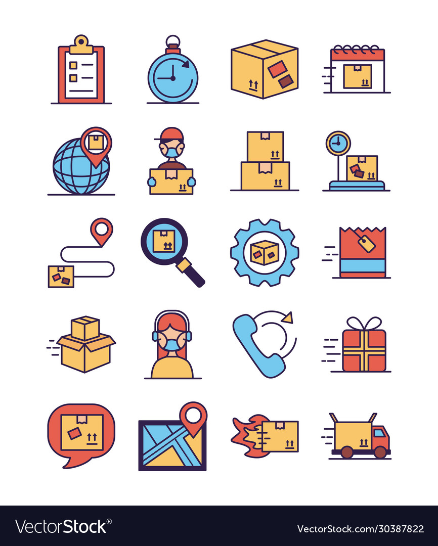 Bundle delivery service icons Royalty Free Vector Image