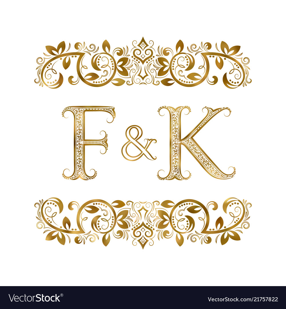 F and k vintage initials logo symbol