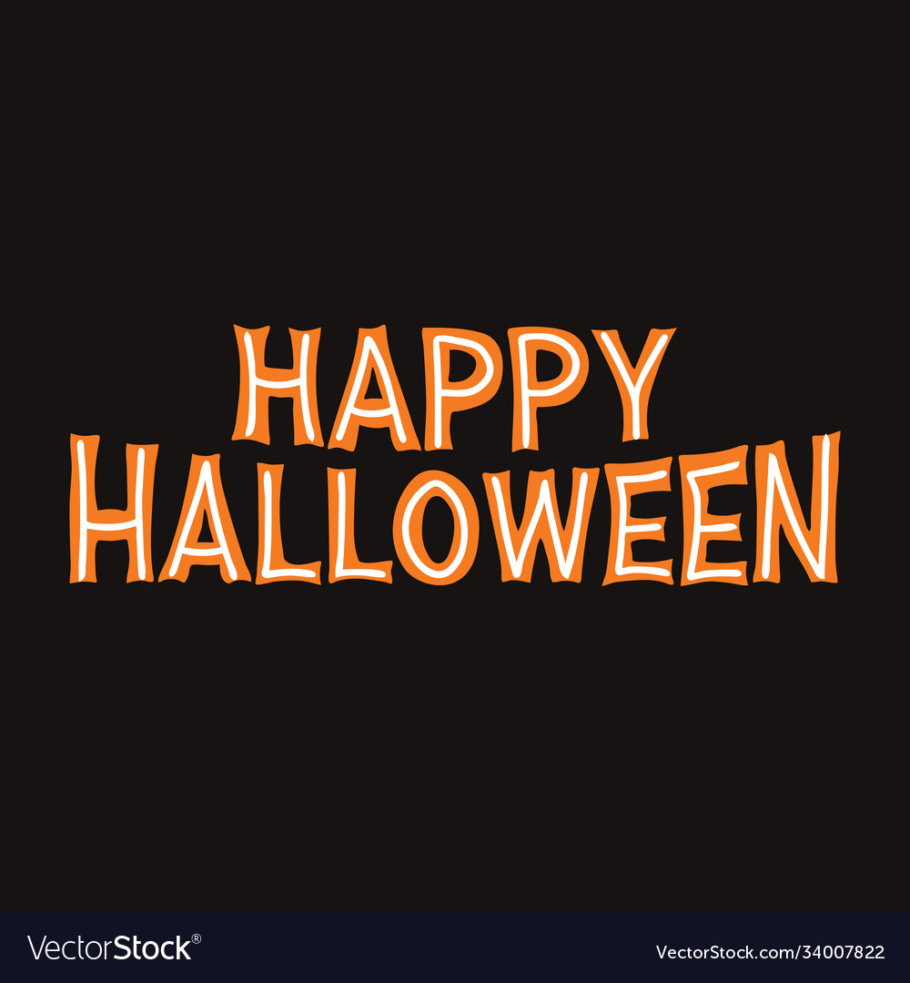 Happy halloween orange lettering with white lines Vector Image