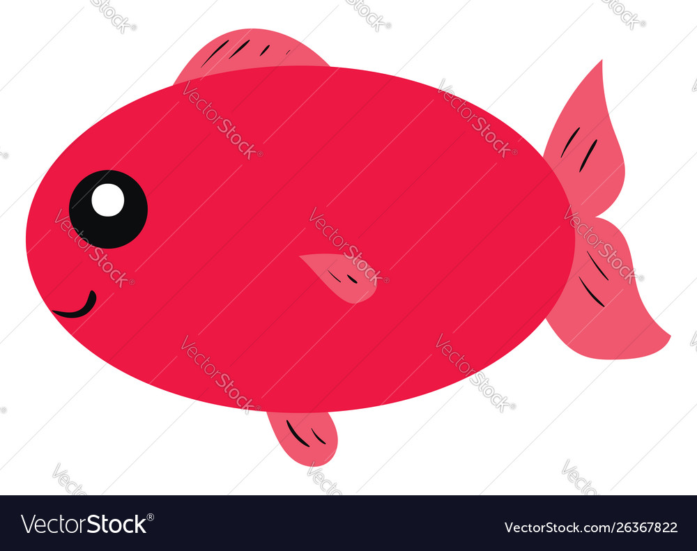 Happy red fish on white background