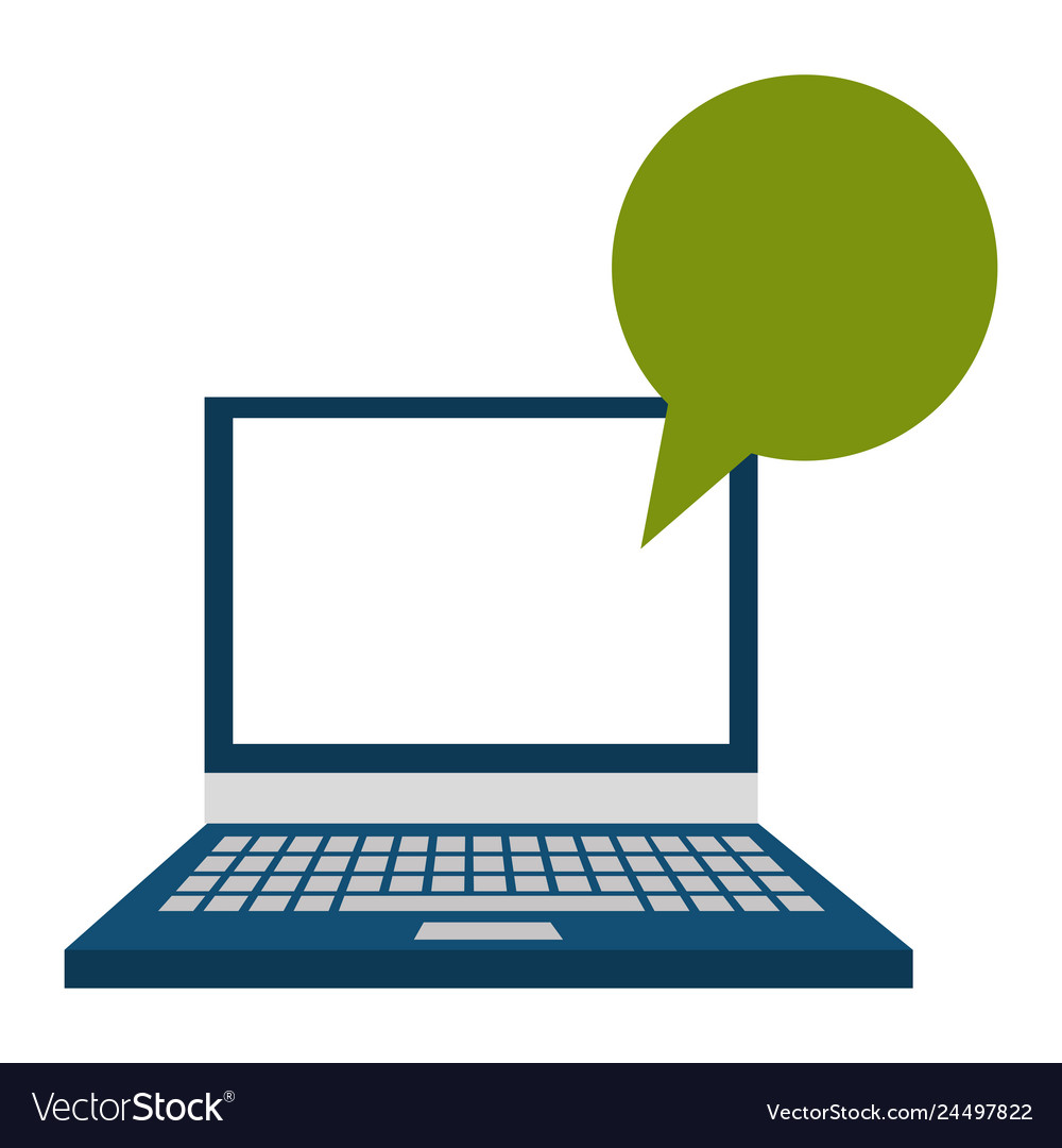 Laptop computer with speech bubble vector image Laptop computer with speech bubble