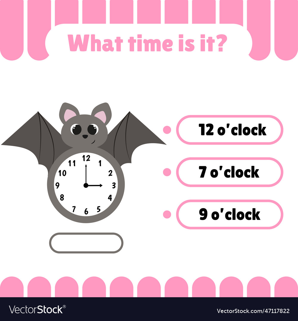 Learning time game on the clock vector image Learning time game on the clock