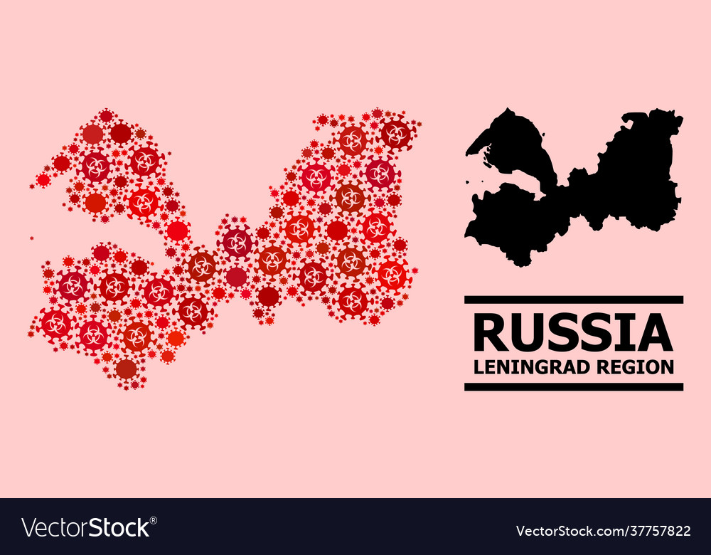 Map leningrad region - composition with covid19