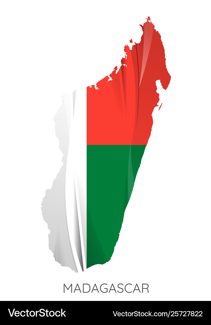 Map madagascar with an official flag on white Vector Image