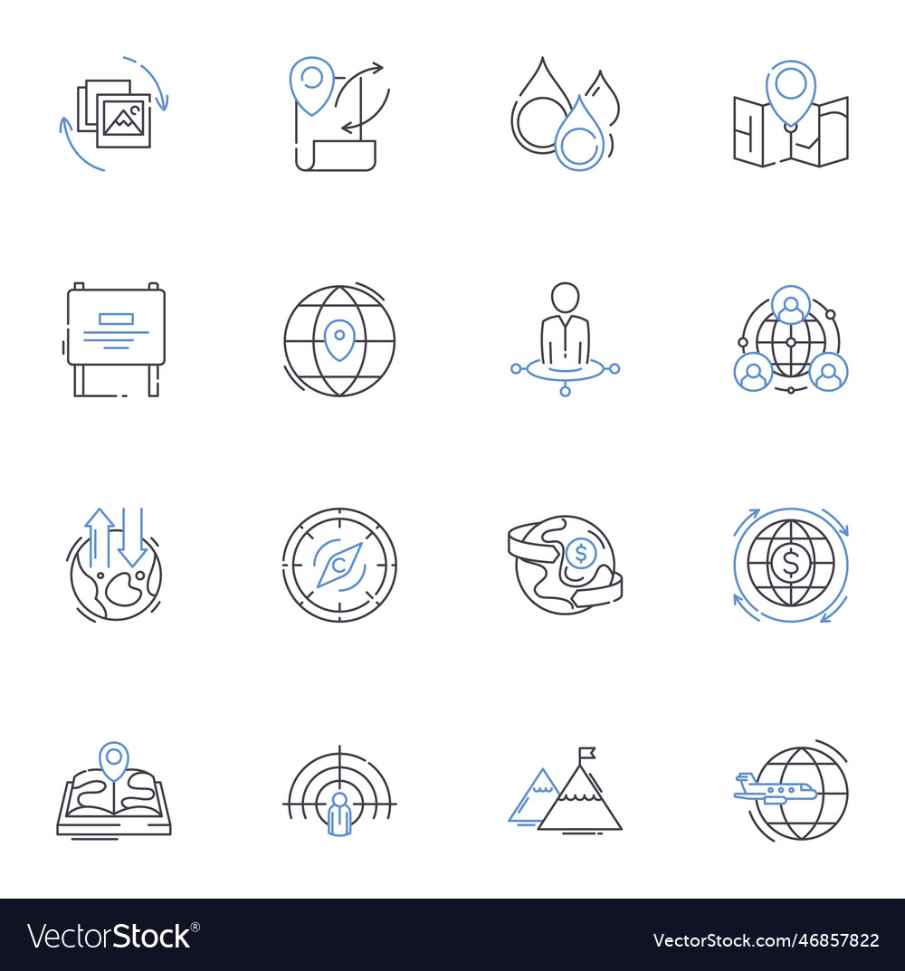 Mapping software line icons collection vector image Mapping software line icons collection