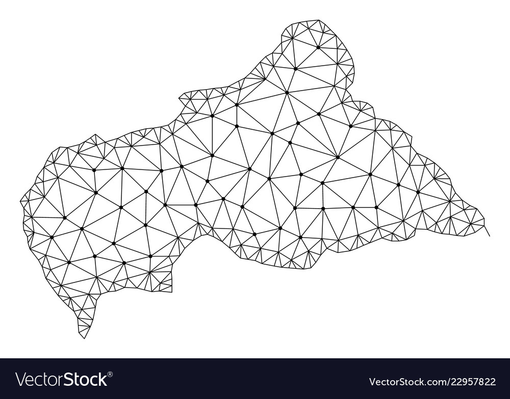 Polygonal 2d mesh map of central african Vector Image