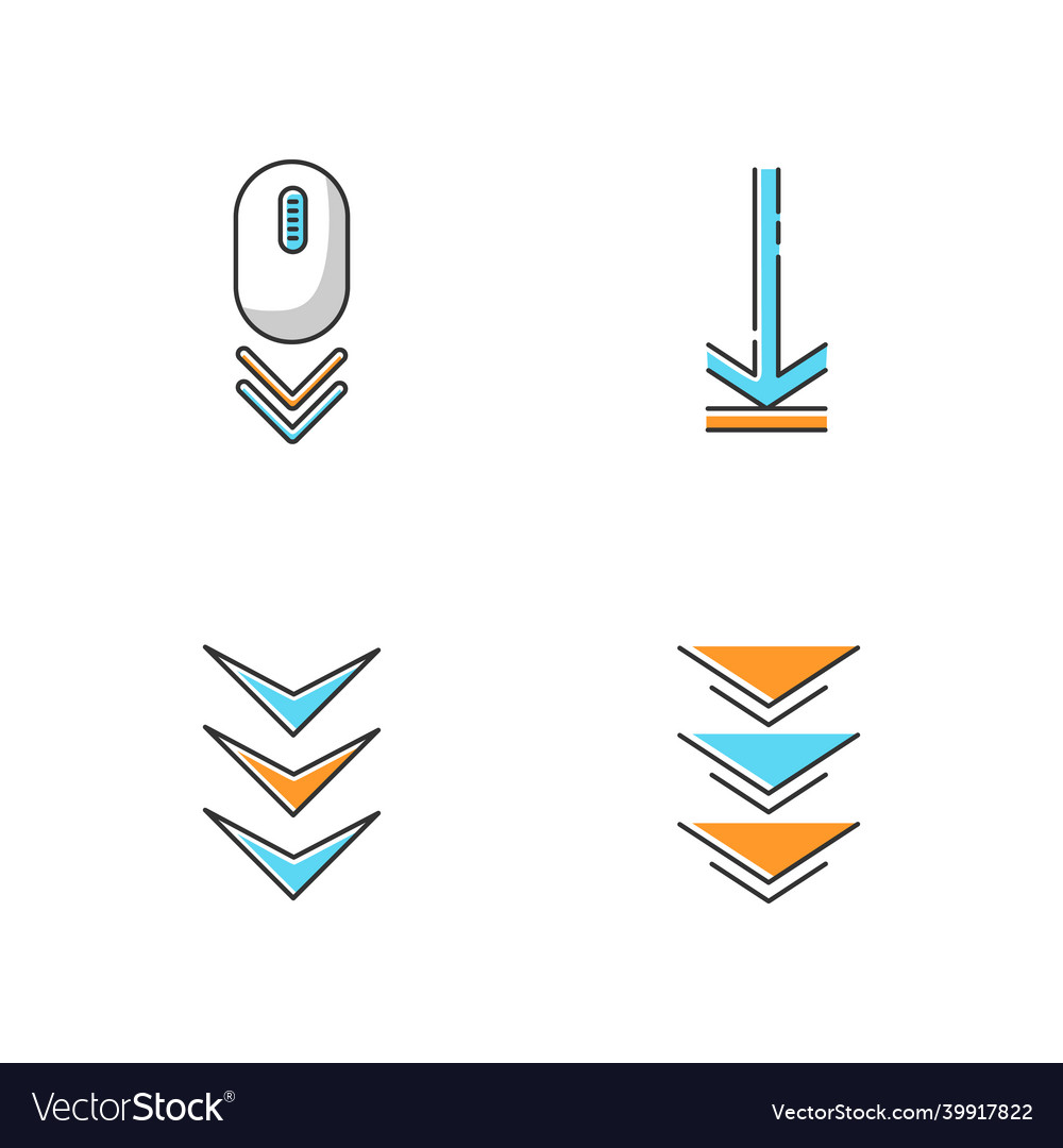 Scrolling down and uploading indicators rgb color vector image Scrolling down and uploading indicators rgb color