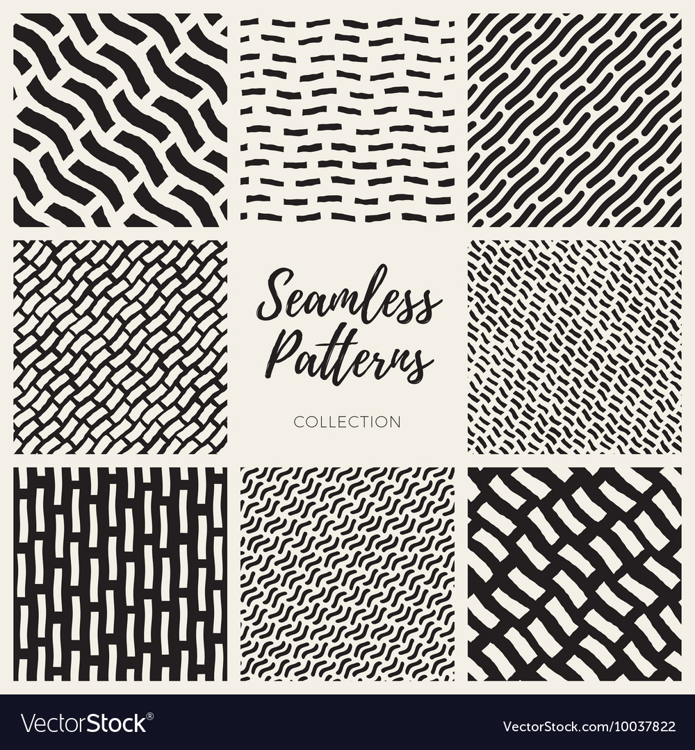 Seamless black and white pattern collection