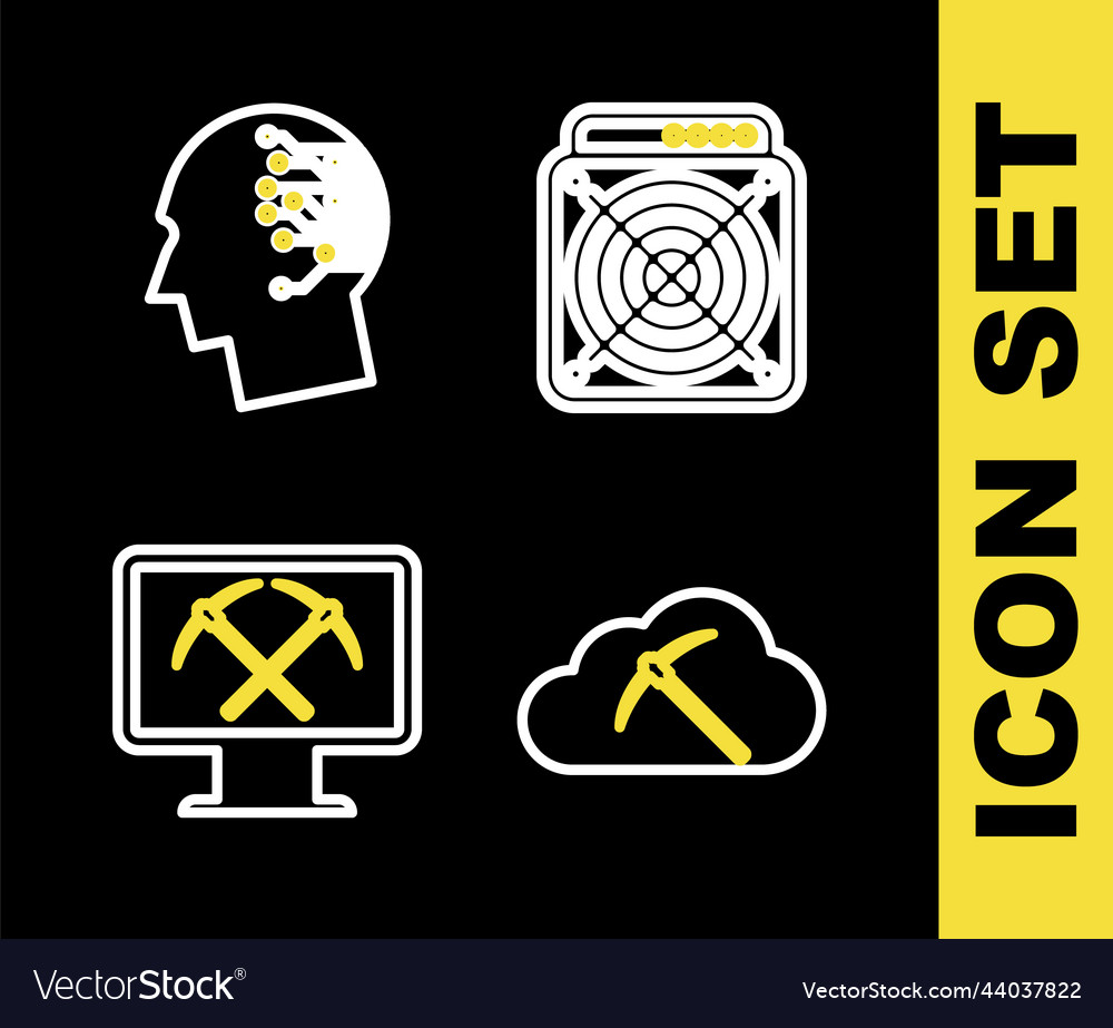 Set line asic miner cryptocurrency cloud mining vector image Set line asic miner cryptocurrency cloud mining