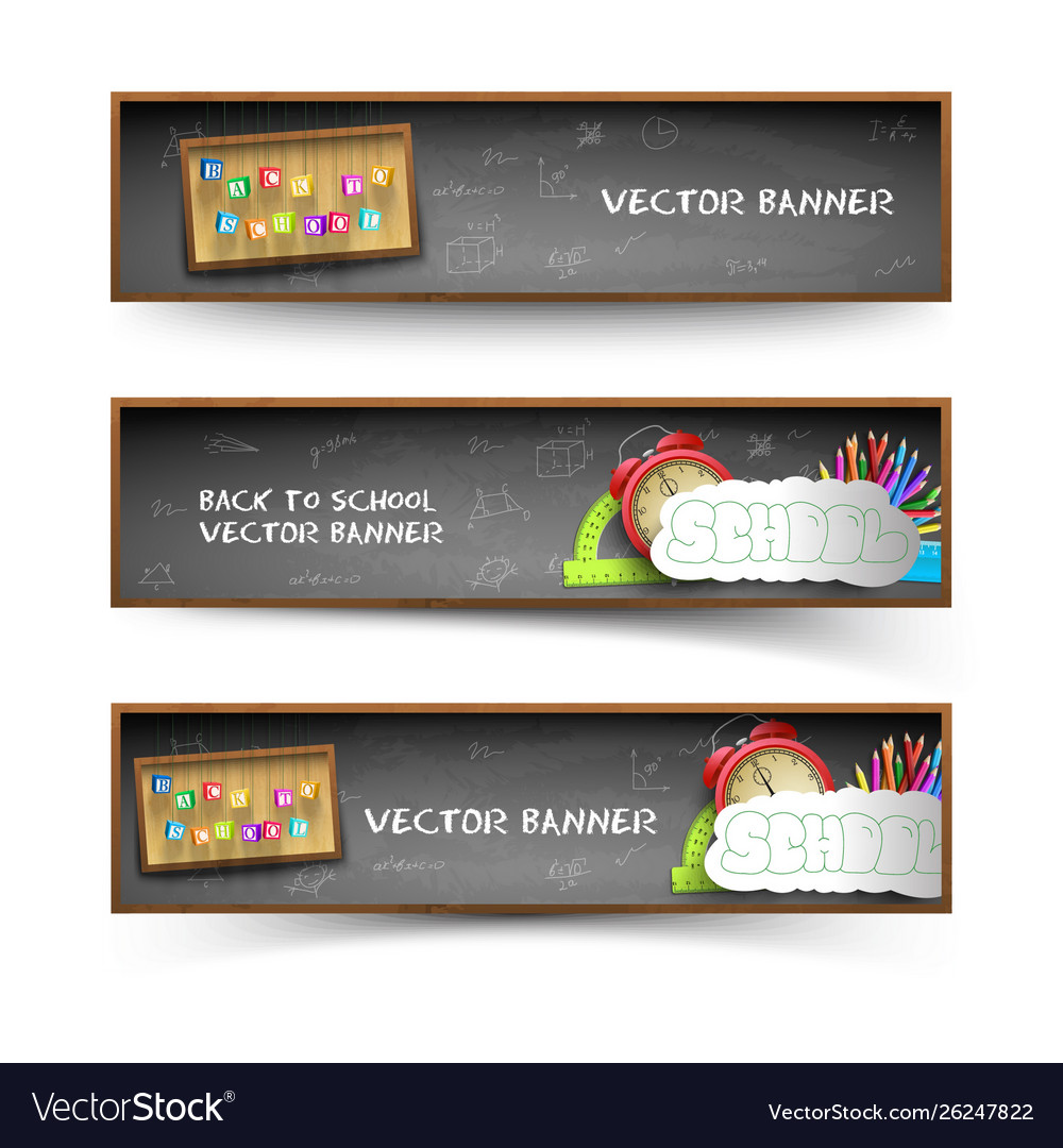 Three Blackboard Banner Set Royalty Free Vector Image