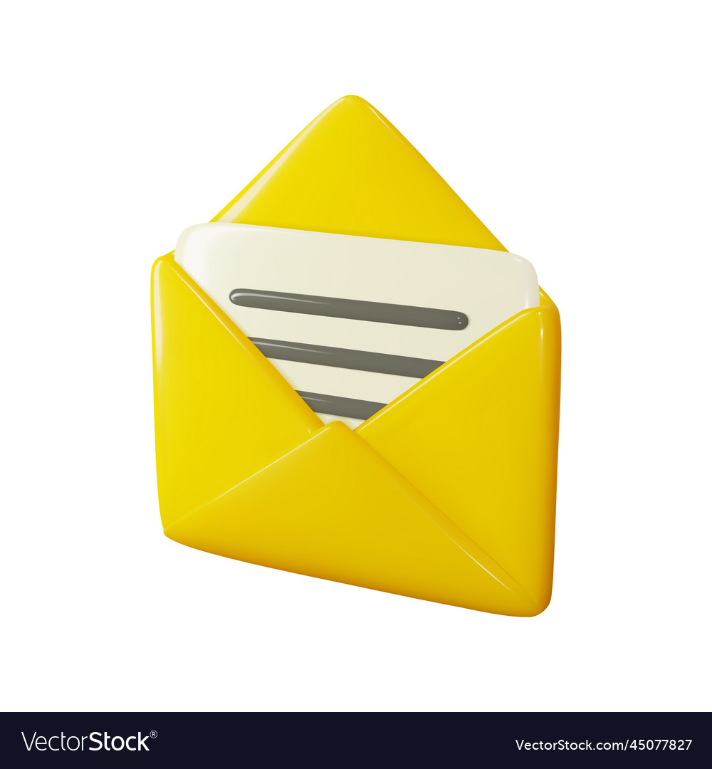 3d open mail envelope with message letter Vector Image 3d open mail envelope with message letter