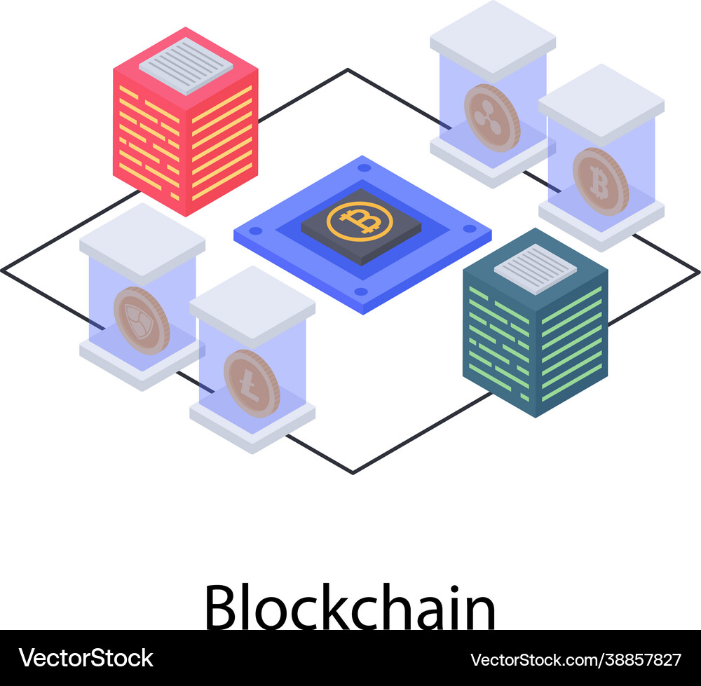 Blockchain network design Royalty Free Vector Image
