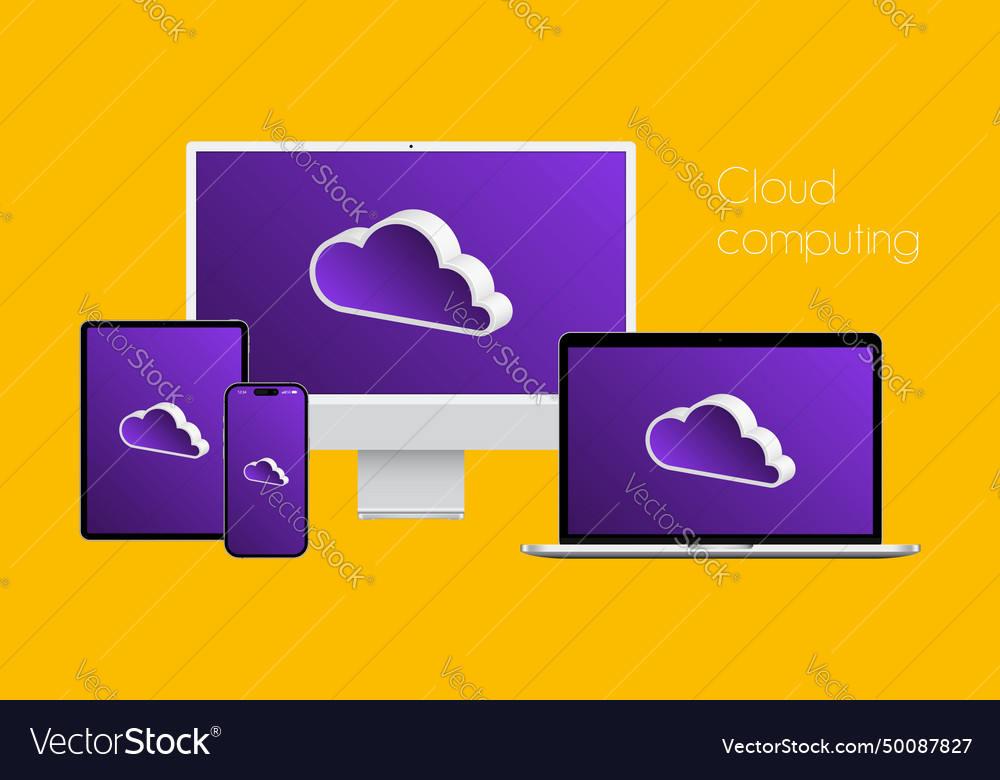 Cloud service computing storage vector image Cloud service computing storage