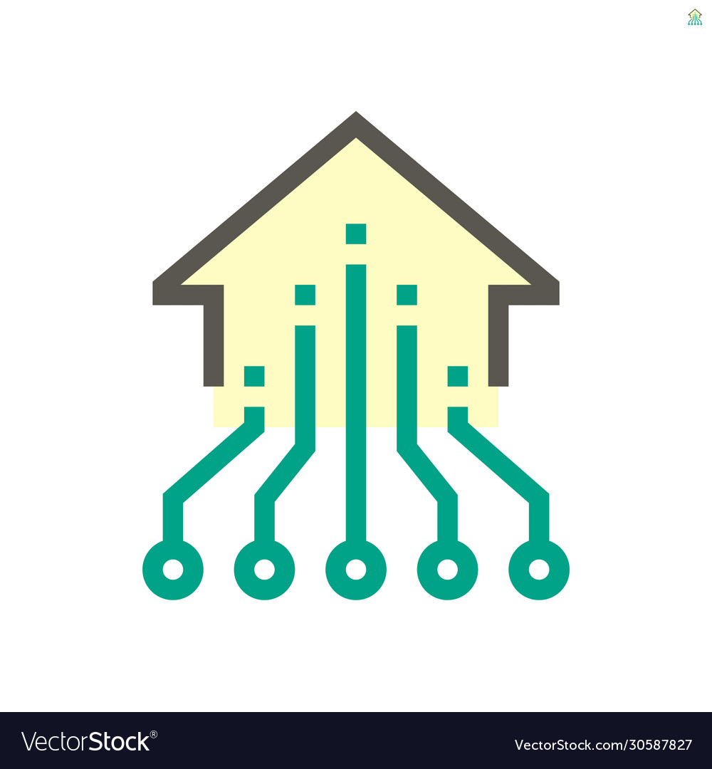 Computer chip processor and home for smart vector image Computer chip processor and home for smart