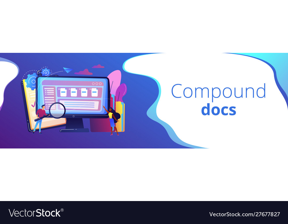 Document management soft concept banner header vector image Document management soft concept banner header
