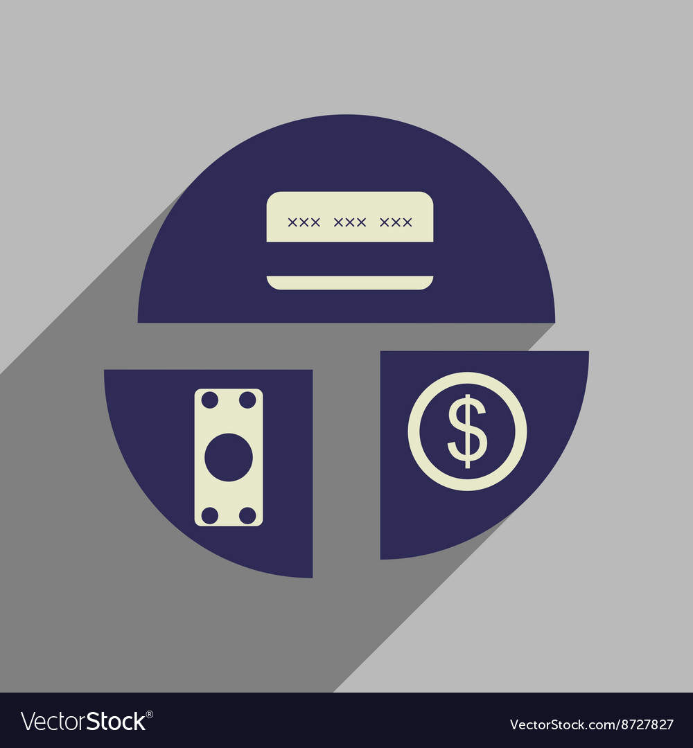 Flat web icon with long shadow financial chart