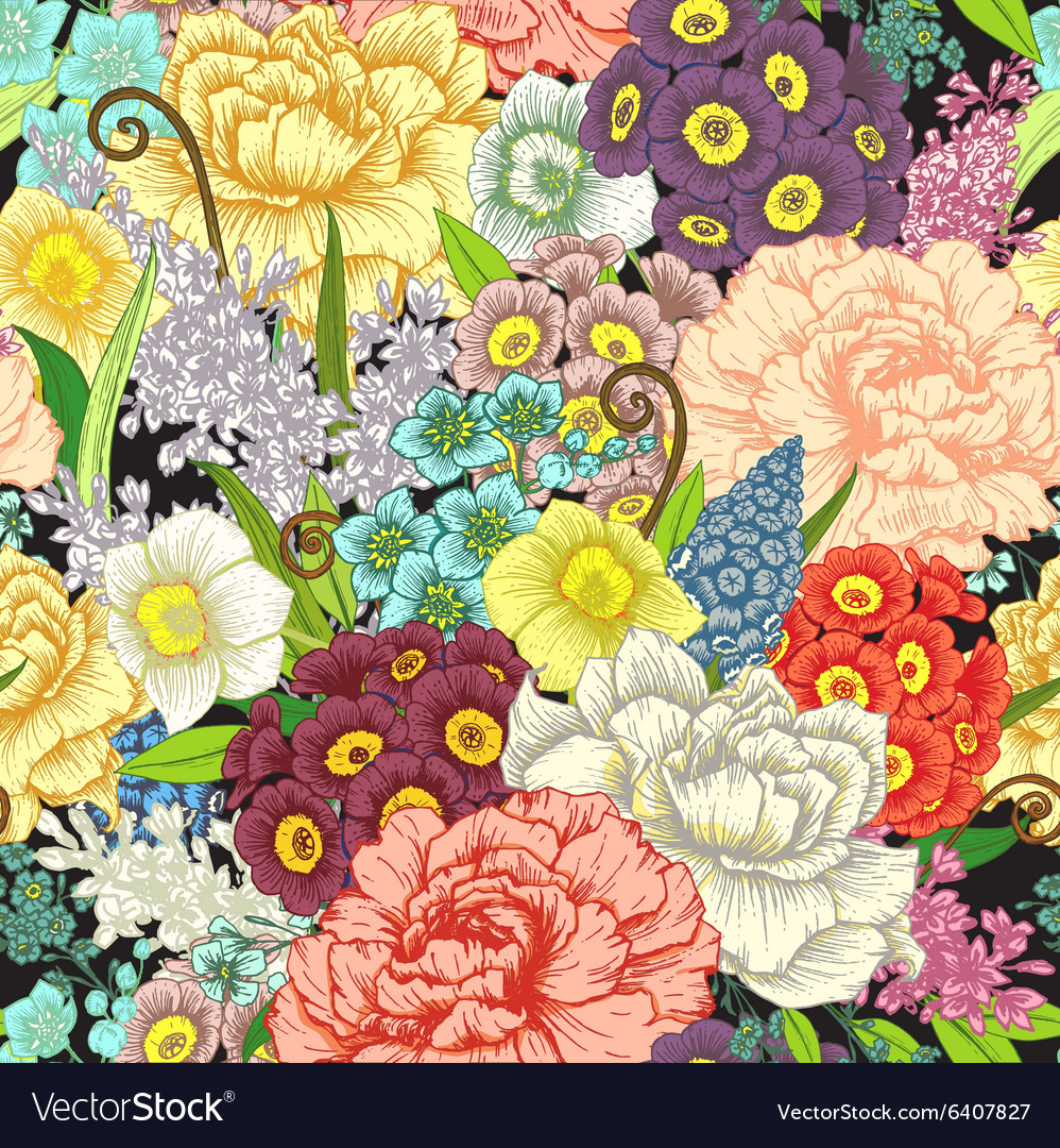 Hand drawn floral pattern Royalty Free Vector Image