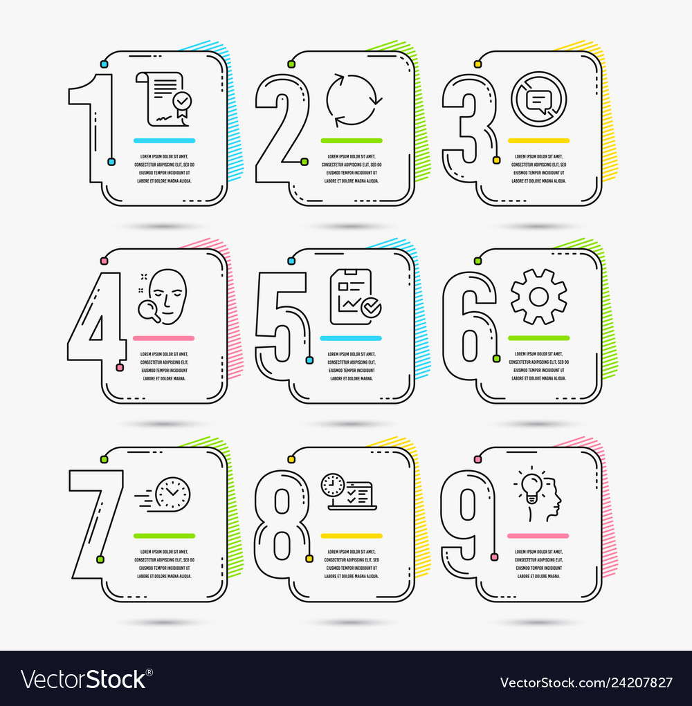 Infographic template with numbers 9 options set vector image Infographic template with numbers 9 options set