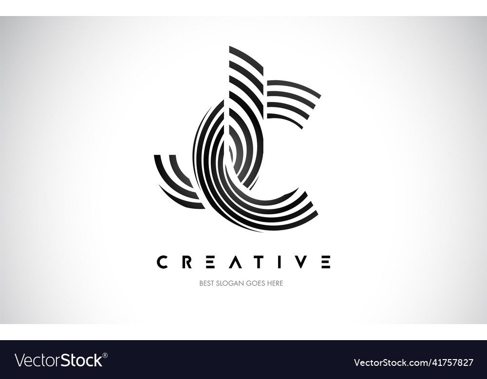 Jc lines warp logo design letter icon made Vector Image