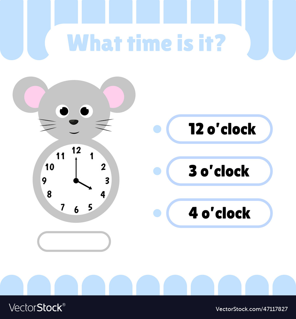 Learning time game on the clock vector image Learning time game on the clock