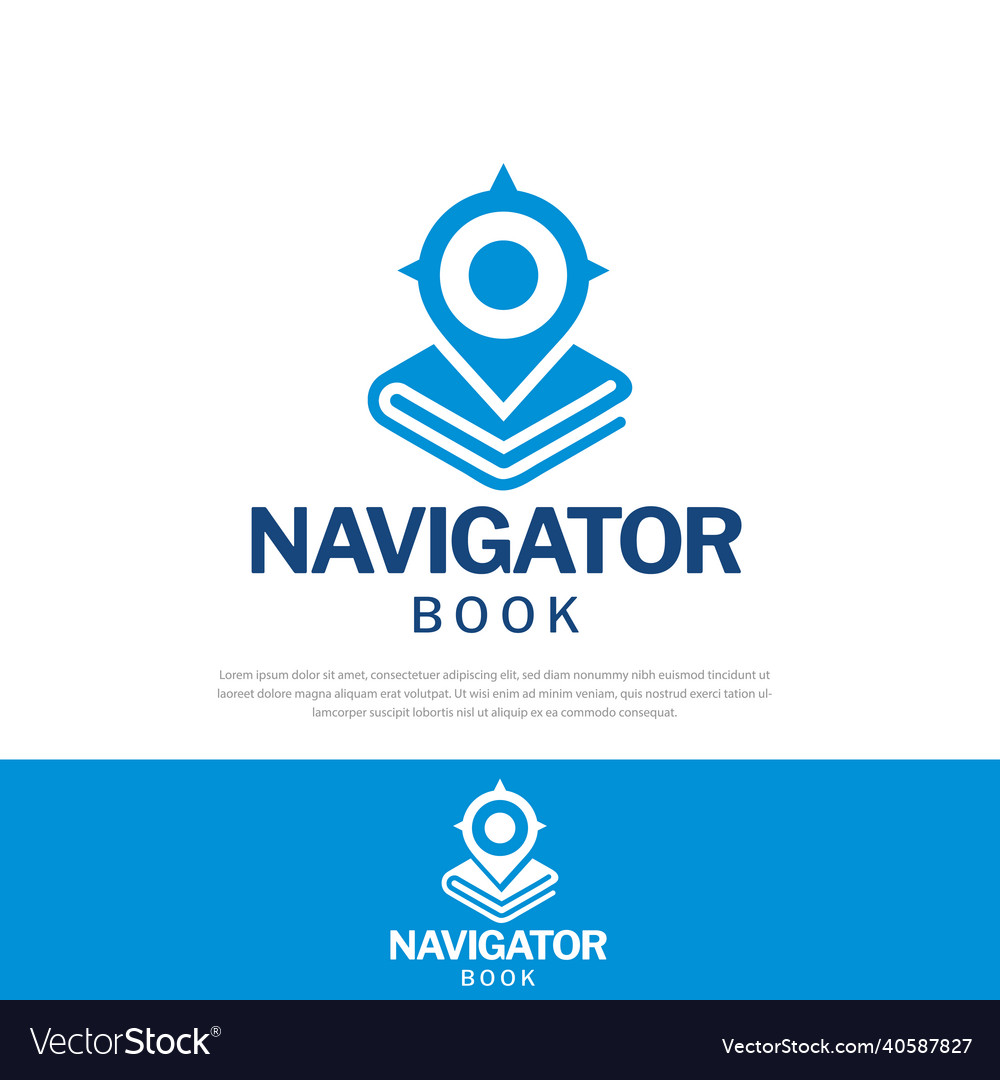 Logo navigation book pointer design vector image Logo navigation book pointer design