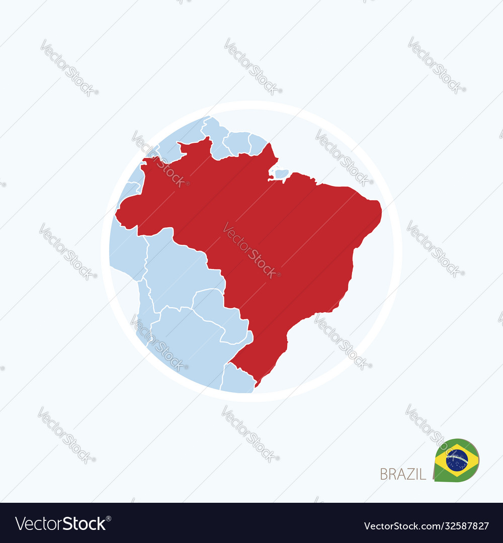 Map icon brazil blue europe