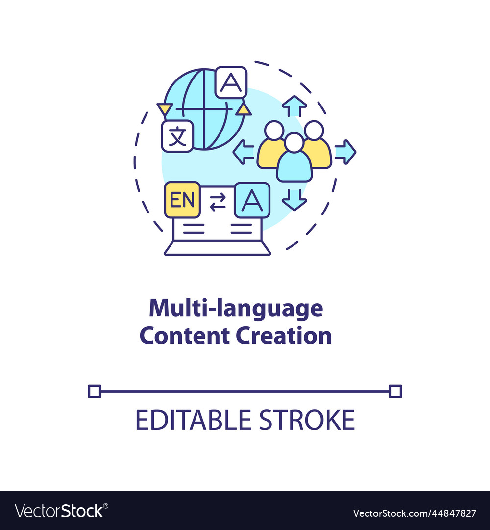 Multi-language content creation concept icon vector image Multi-language content creation concept icon